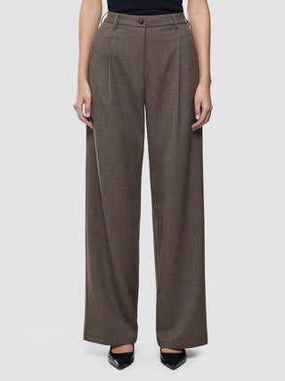 Women Serene Pants Wide Brown Stone Herringbone