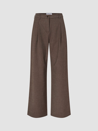 Women Serene Pants Wide Brown Stone Herringbone