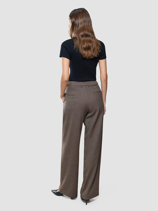 Women Serene Pants Wide Brown Stone Herringbone