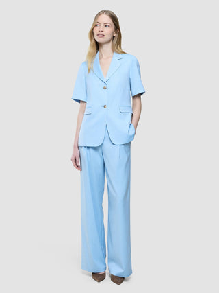skye set blue haze short sleeved blazer wide pants