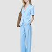 skye set blue haze short sleeved blazer wide pants