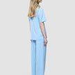 skye set blue haze short sleeved blazer wide pants