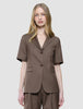 Women Skye Short Sleeved Blazer Dark Chestnut Melange