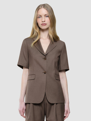 Women Skye Short Sleeved Blazer Dark Chestnut Melange