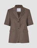 skye set dark chestnut melange short sleeved blazer shorts