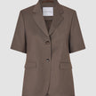 skye set dark chestnut melange short sleeved blazer shorts