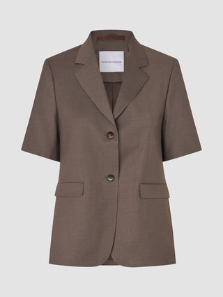 Women Skye Short Sleeved Blazer Dark Chestnut Melange