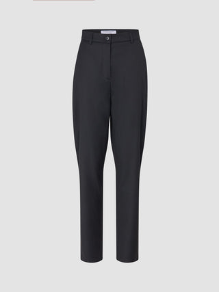 Women Skye Pants Tapered Black high-waisted trousers with a button fly.
