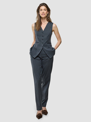 Skye Set Charcoal Melange Long Vest and Tapered Pants