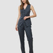 Skye Set Charcoal Melange Long Vest and Tapered Pants