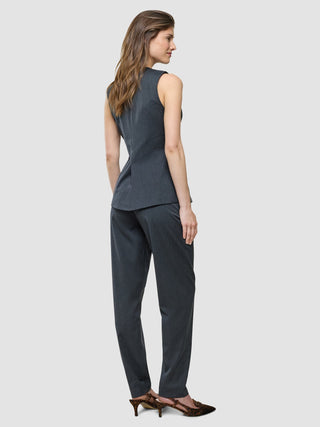 Skye Set Charcoal Melange Long Vest and Tapered Pants