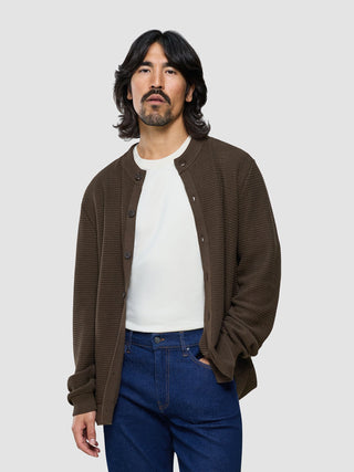 Structured Knit Cardigan Dark Brown
