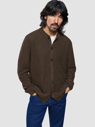 Structured Knit Cardigan Dark Brown