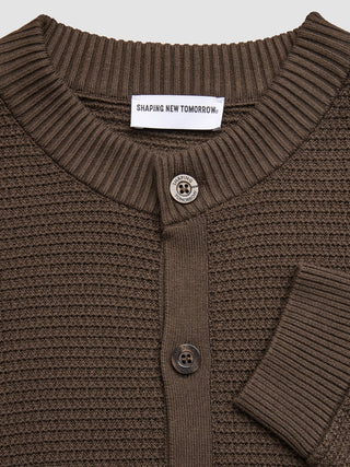 Structured Knit Cardigan Dark Brown