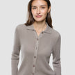 Women Structured Polo Long Sleeve Dark Sand