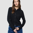 Women Structured Polo Long Sleeve Black