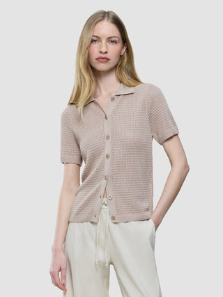 Women Structured Polo Sandy Beige