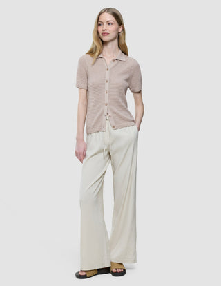 Women Structured Polo Sandy Beige