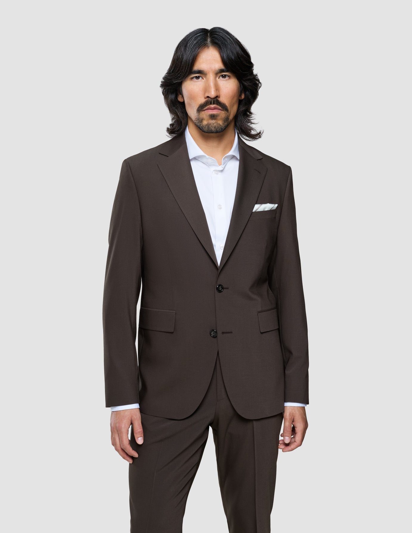 Tech Wool Blazer Dark Cocoa Brown Slim
