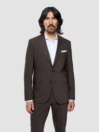 Tech Wool Blazer Dark Cocoa Brown Slim