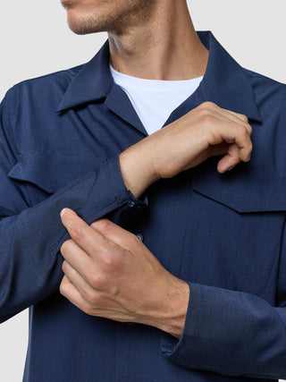 Tech Wool Overshirt Navy