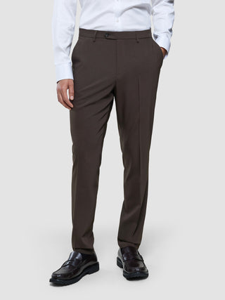 Tech Wool Suit Pants Slim Cocoa Brown