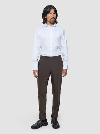 Tech Wool Suit Pants Slim Cocoa Brown