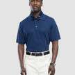 Textured Knitted Short Sleeve Polo Shirt Navy