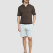 V-Neck Knit Short Sleeve Polo Dark Brown