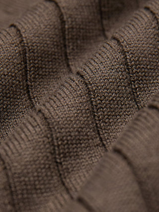 V-Neck Knit Short Sleeve Polo Dark Brown