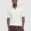 V-Neck Knit Short Sleeve Polo White