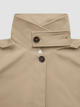 Women Waterproof Trench Coat Short Sand Grain