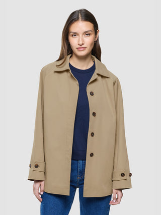 Women Waterproof Trench Coat Short Sand Grain