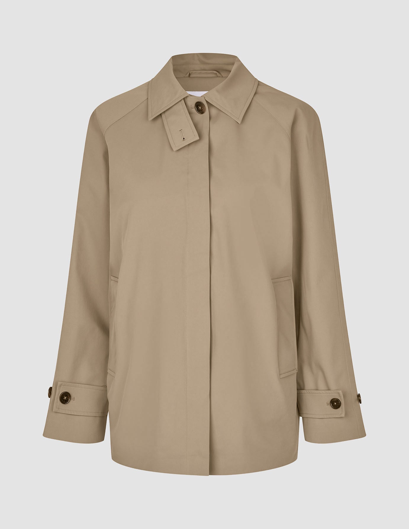 Women Waterproof Trench Coat Short Sand Grain