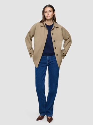 Women Waterproof Trench Coat Short Sand Grain