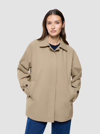 Women Waterproof Trench Coat Short Sand Grain