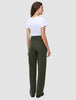 A woman seen from the back wearing a white t-shirt and Women GO2 Pants Straight Dusty Olive.