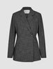 Women Nara Blazer Fitted Black Check tailored micro-check fitted blazer with a single-button closure, peaked lapels, and 360° stretch.