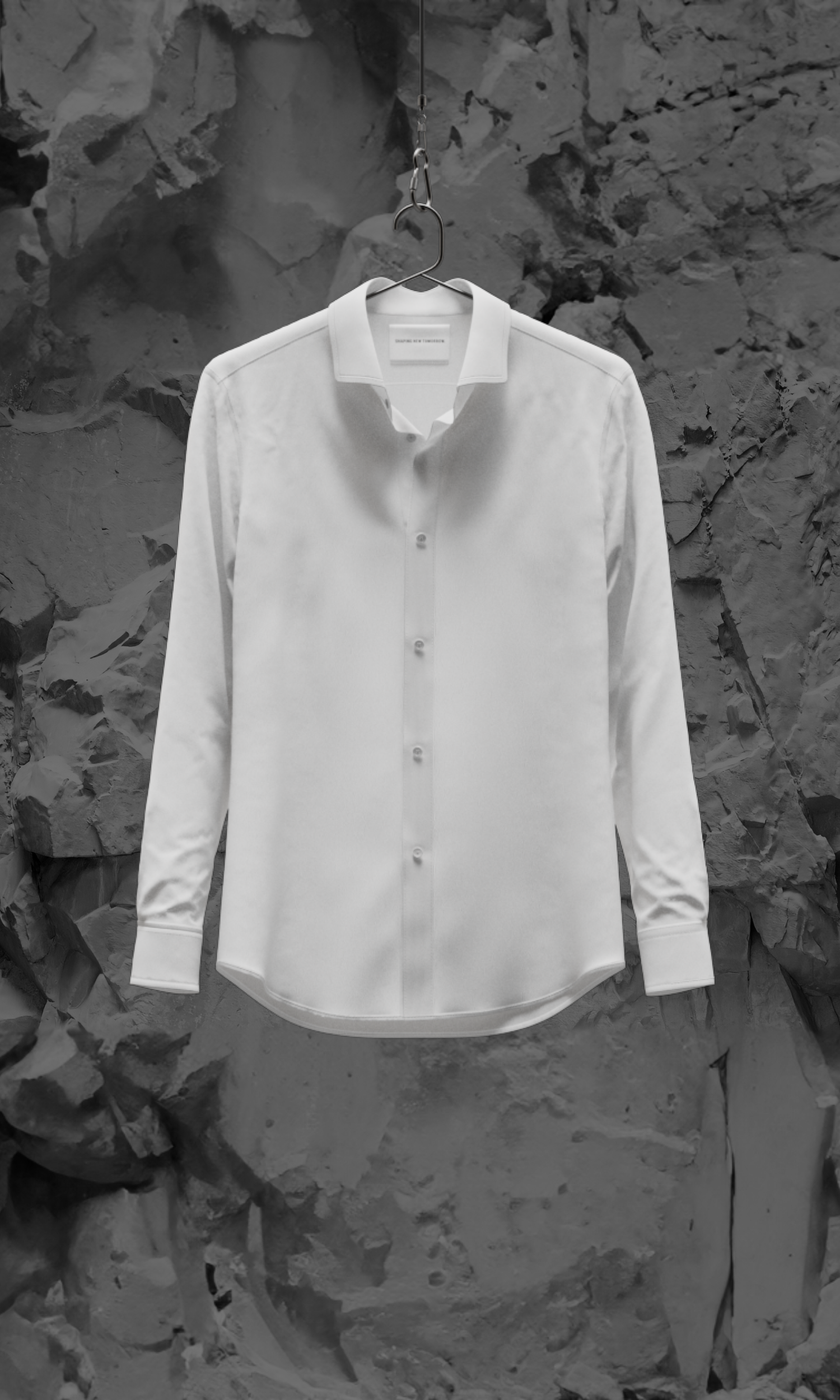 A white shirt on a hanger