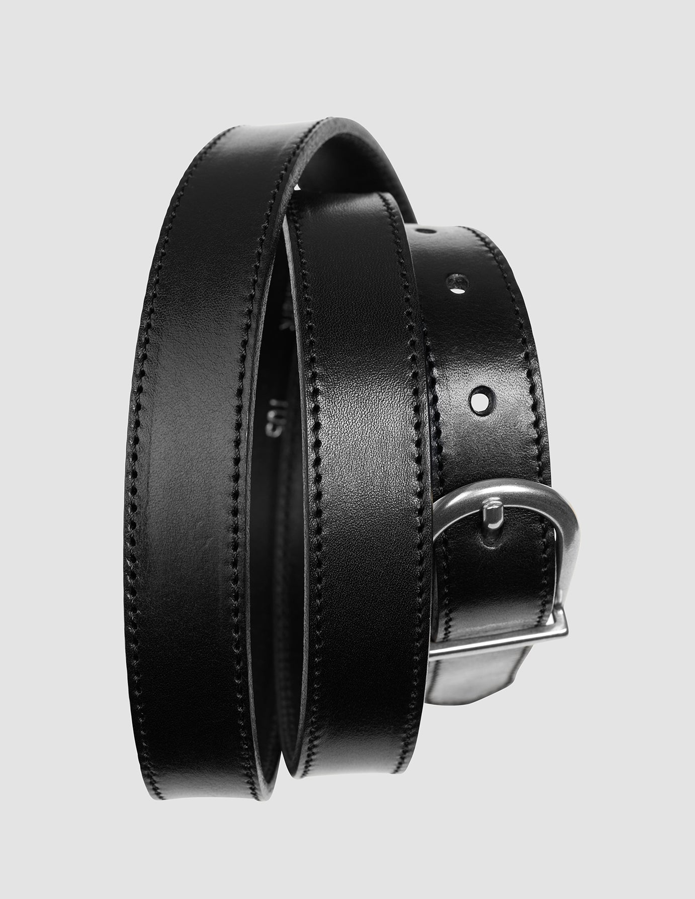 Women's Thin Leather Belt Silver Black