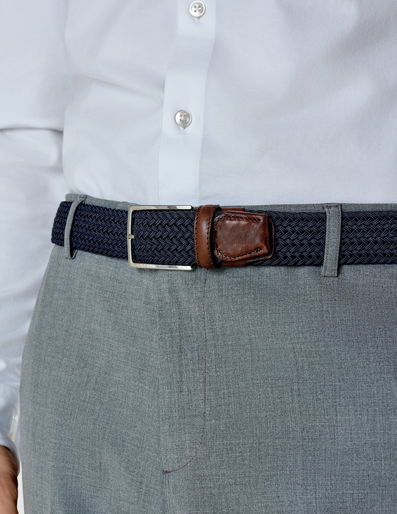 Braided Elastic Belt Dark Navy