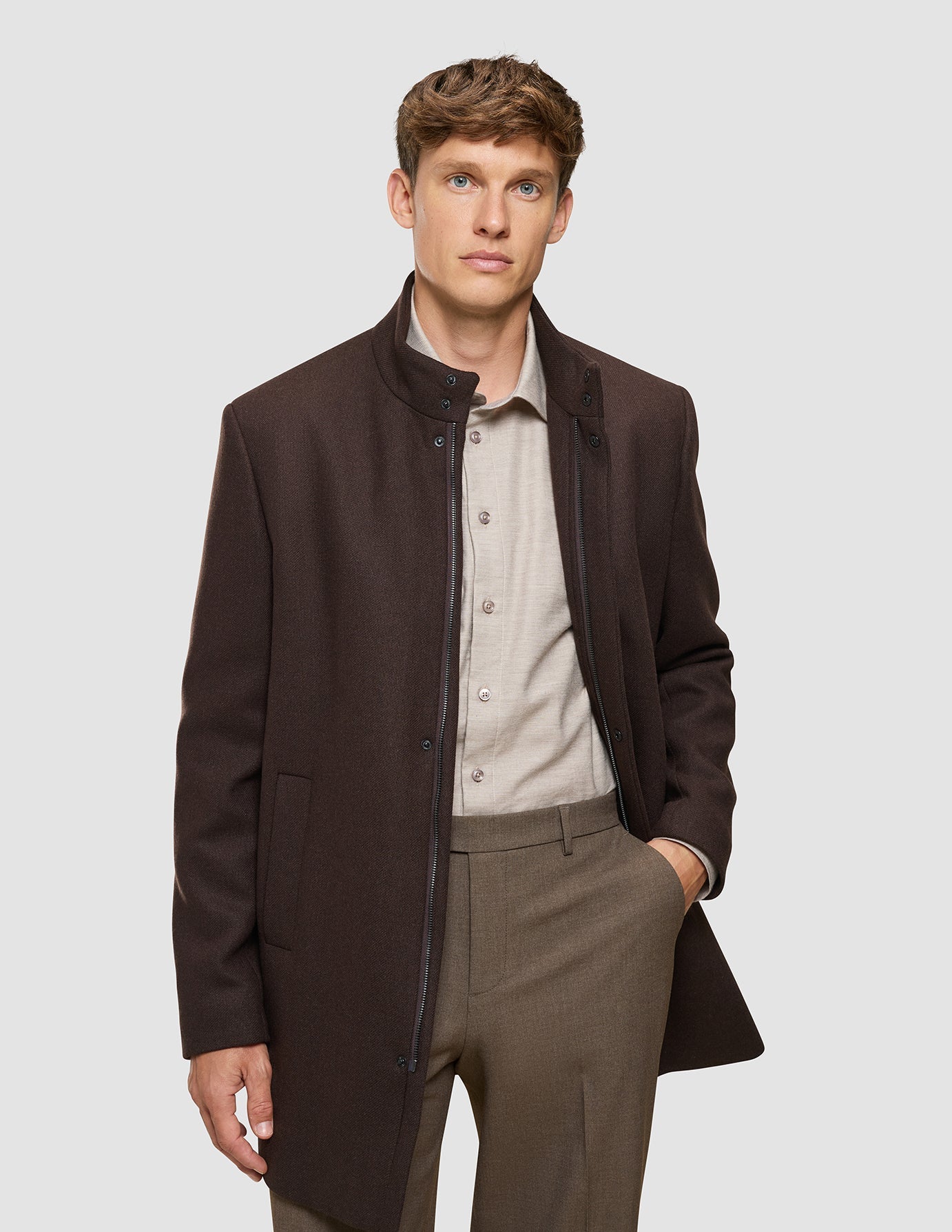 Casentino Wool Coat Saddle Brown