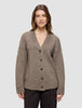 Women's Chunky Soft Wool Knit Cardigan Taupe Melange
