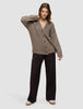 Women's Chunky Soft Wool Knit Cardigan Taupe Melange