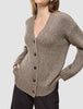 Women's Chunky Soft Wool Knit Cardigan Taupe Melange
