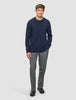 Chunky Soft Wool Knit Crewneck Dark Navy Melange