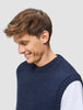 Chunky Soft Wool Knit Vest Dark Navy Melange