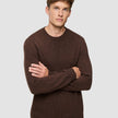 Chunky Soft Wool Knit Crewneck Saddle Brown Melange