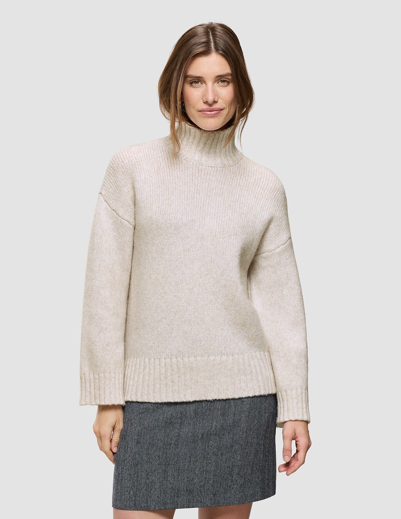 Women's Chunky Soft Wool Knit Turtleneck Sugar Melange