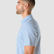 Classic Short-Sleeved Twill Shirt Light Blue Stripes